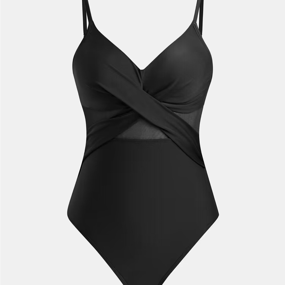 🌊 Cupshe Black Mesh One Piece Swimsuit NWT (Size Medium)